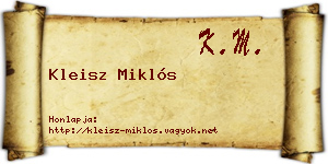 Kleisz Miklós névjegykártya